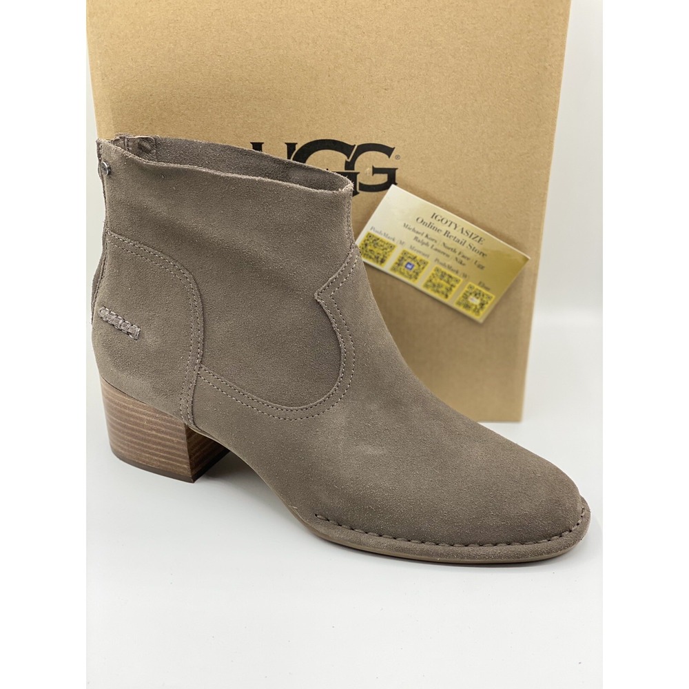 UGG Bandara Ankle Boot Women's 10 • New w/o Box • Brown Suede Block Heel